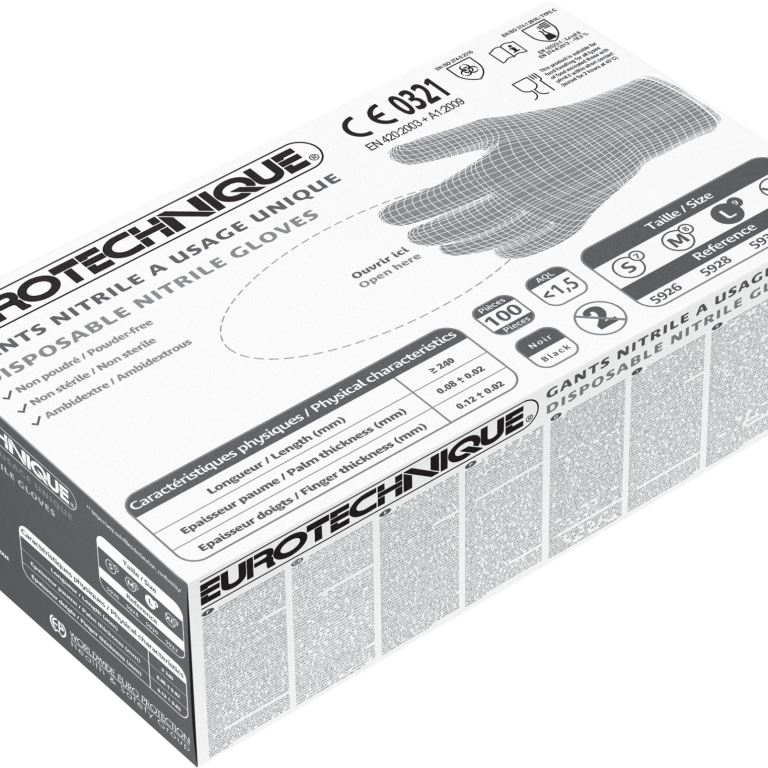 NITRIL FEKETE PÚDER NÉLKÜLI VIZSGÁLÓ KESZTYŰ