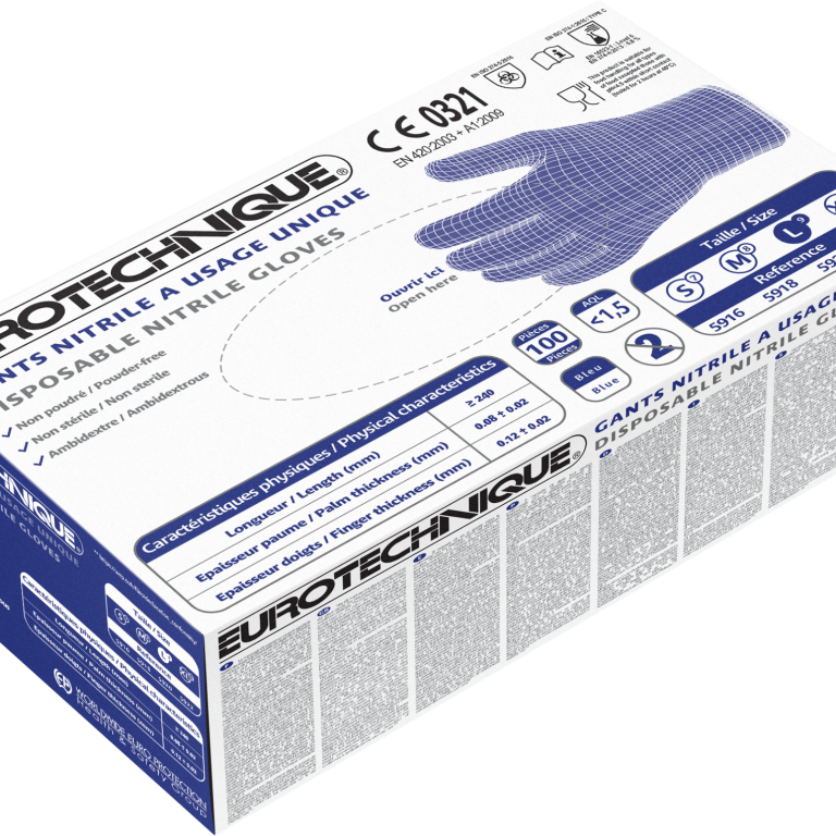 NITRIL PÚDER NÉLKÜLI KÉK VIZSGÁLÓKESZTYŰ