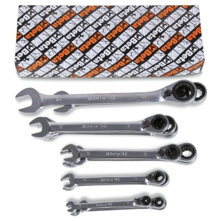 142/S 15 részes csillag-villáskulcs irányváltós racsnival szerszám készlet